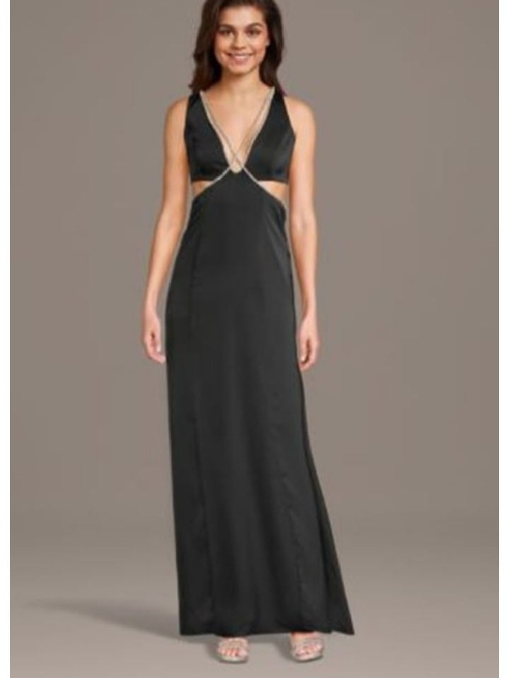 Black Cutout V-Neck Evening Dress